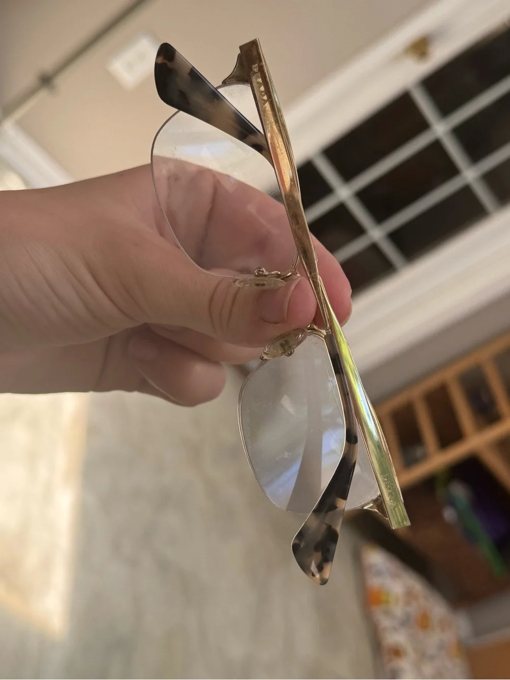 Prada Gold and Silver Metal Eyeglasses